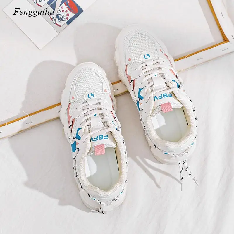 2022 Clunky Sneaker Women's Breathable Mesh Tide All-Match Casual Student Women's Shoes Sneakers Spring and Summer Thick Bottom