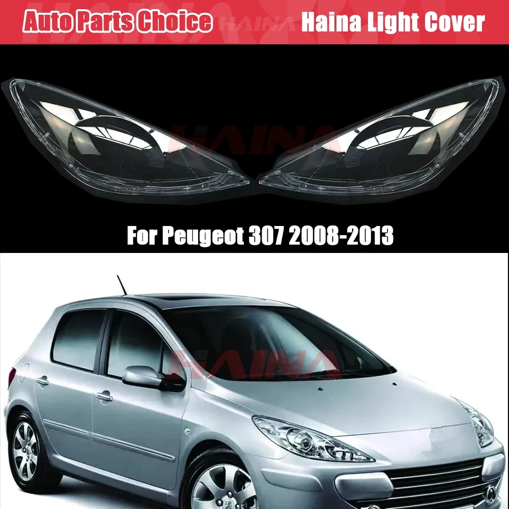 EECX cubierta de faro de coche para Peugeot 307 2008 2009 2010 2011 2012 2013 carcasa de faro de coche cubiertas de luz de pantalla lente de cristal