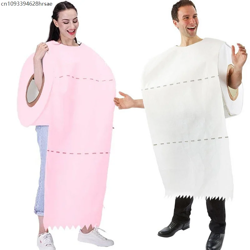Pink Toilet Paper Women Fancy Dress Up Men White Toilet Paper Roll Funny Adult Holloween Couple Costume 2025