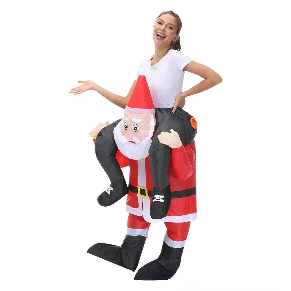 New Christmas Adult Riding-Santa Claus Inflatable Costumes Halloween Party Mascot Fancy Role Play Xmas Disfraz for Man Woman