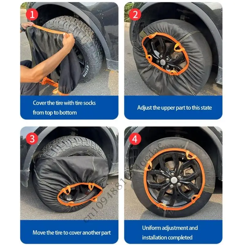 0XXC 2 Stück Universal-Reifen-Schneesocken für Reifen, SUVs und LKWs, rutschfeste Lösung für sichere Traktion