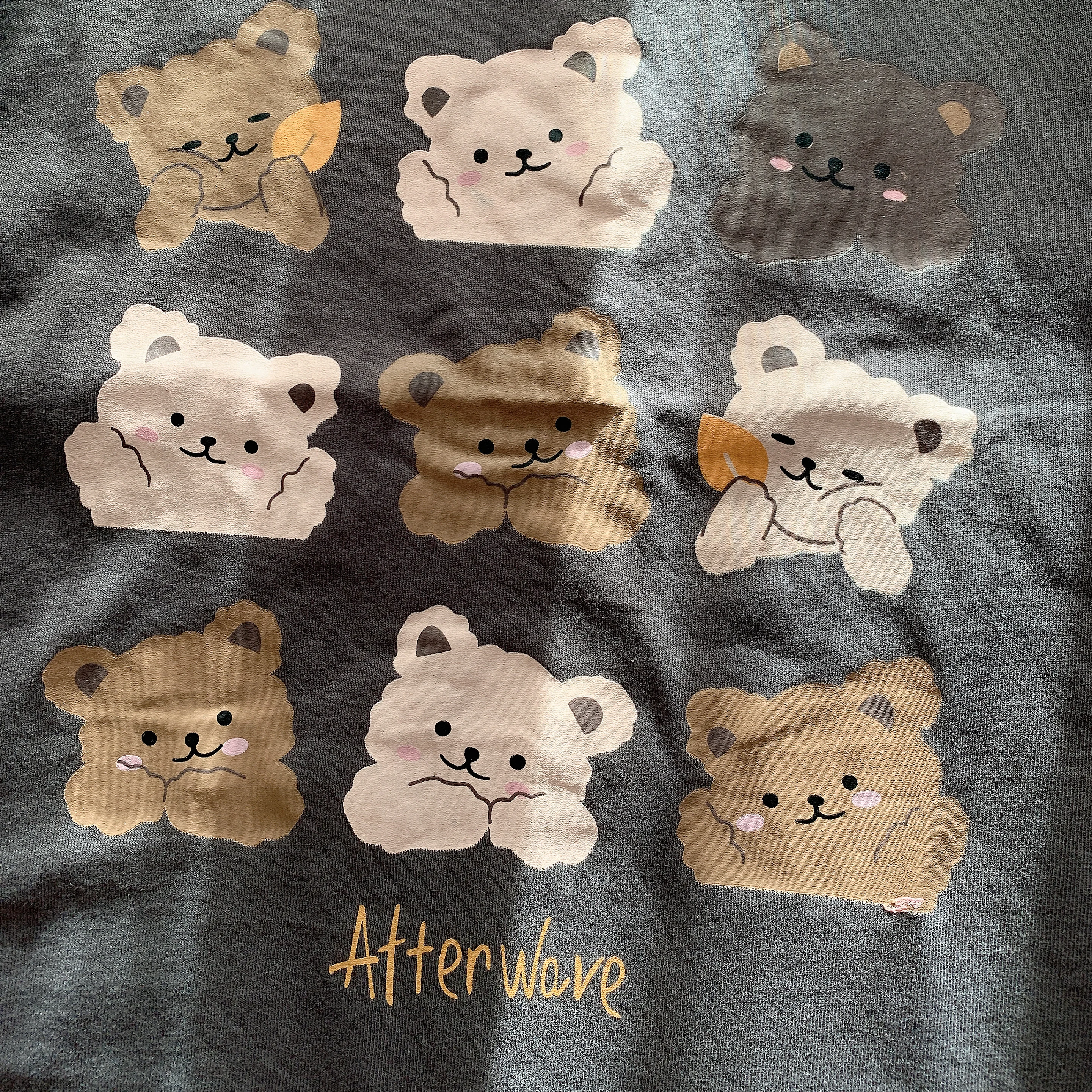 Vintage rond Ne T-shirt pur coton oulder Waed l Original petit ours neuf ids grande tête impression haut décontracté