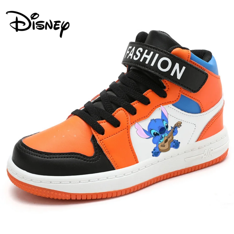 Kids Stitch Shoes Anime High-top Sport Shoes Disney Cartoon Mickey tennis Shoes SpiderMan Basket Shoes Boys Casual Sneakers