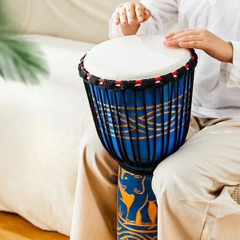 African Drum 8 Inch Children Beginners Tambourine Wooden Sheepskin Djembe Drums Professional Musical Percussion Instrument