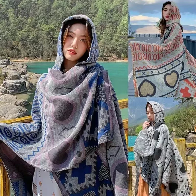 ชุดผ้าคลุมไหล่ถักลายชาติพันธุ์สำหรับผู้ใหญ่ ปี 2026 ผ้าคลุมไหล่ถักลายชาติพันธุ์สำหรับวัยรุ่น ผ้าคลุมไหล่แบบมีฮู้ดสำหรับผู้หญิงและเด็กผู้หญิง ให้ความอบอุ่นในฤดูหนาว เหมาะสำหรับการตั้งแคมป์และการเดินทาง