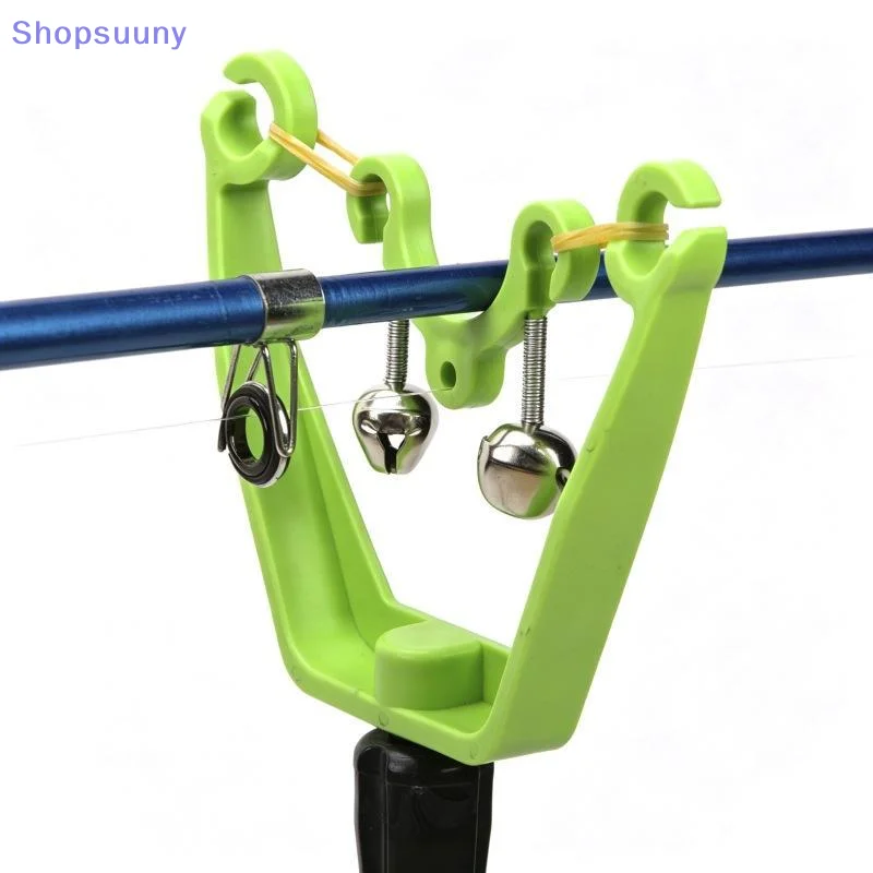 [SU]Plastic Fishing Rod Bite Alarm Clips With Dual Loud Metal Bells For Freshwater Saltwater Fishing[SU]
