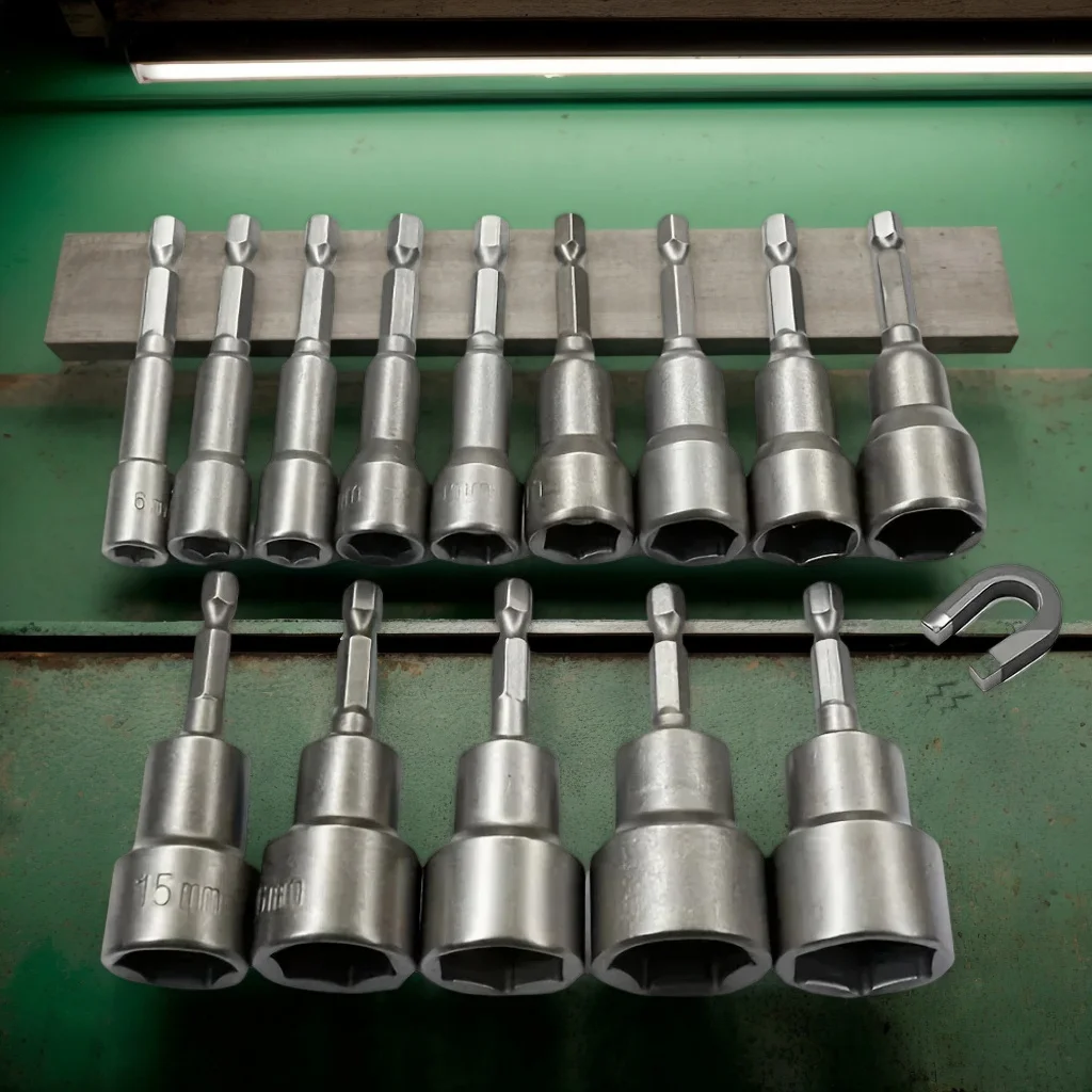 

High-Quality 6mm-15mm Impact Socket Kit – Includes Magnetic Nut Driver & 1/4" Hex Bit Adapter for Power Drills