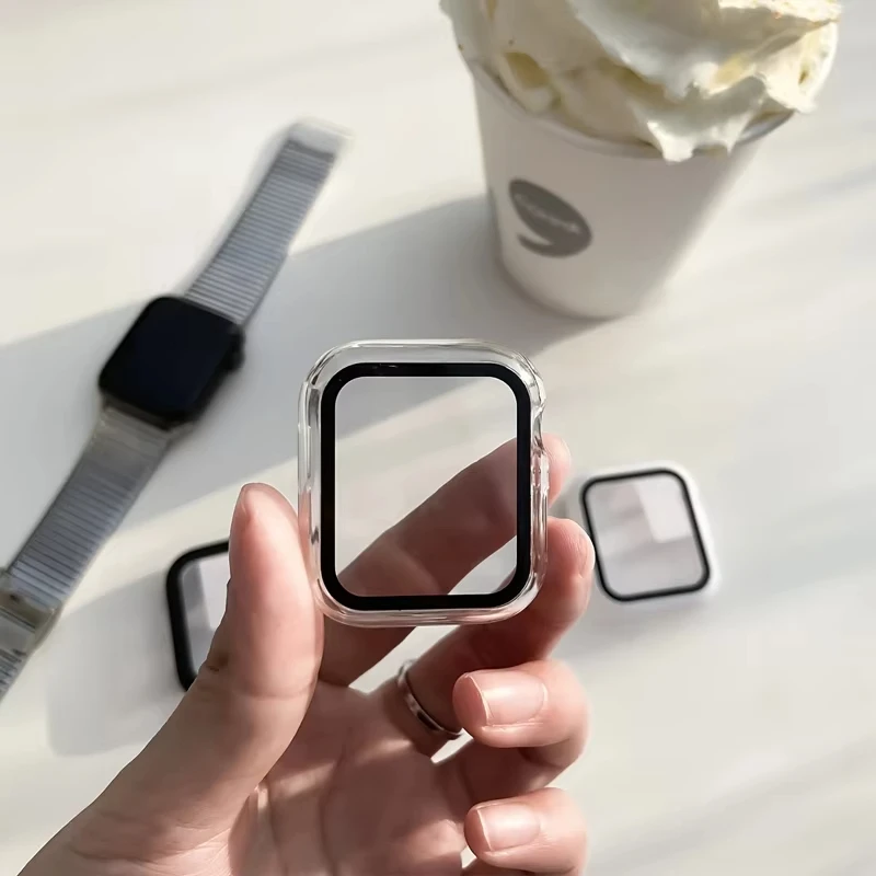 ชุดกระจก+เคส+สายแอปเปิ้ลวอทช์ - 38/42 40/41 44/45 46 มม- - Fit Series 10-3 SE -สายซิลิโคน