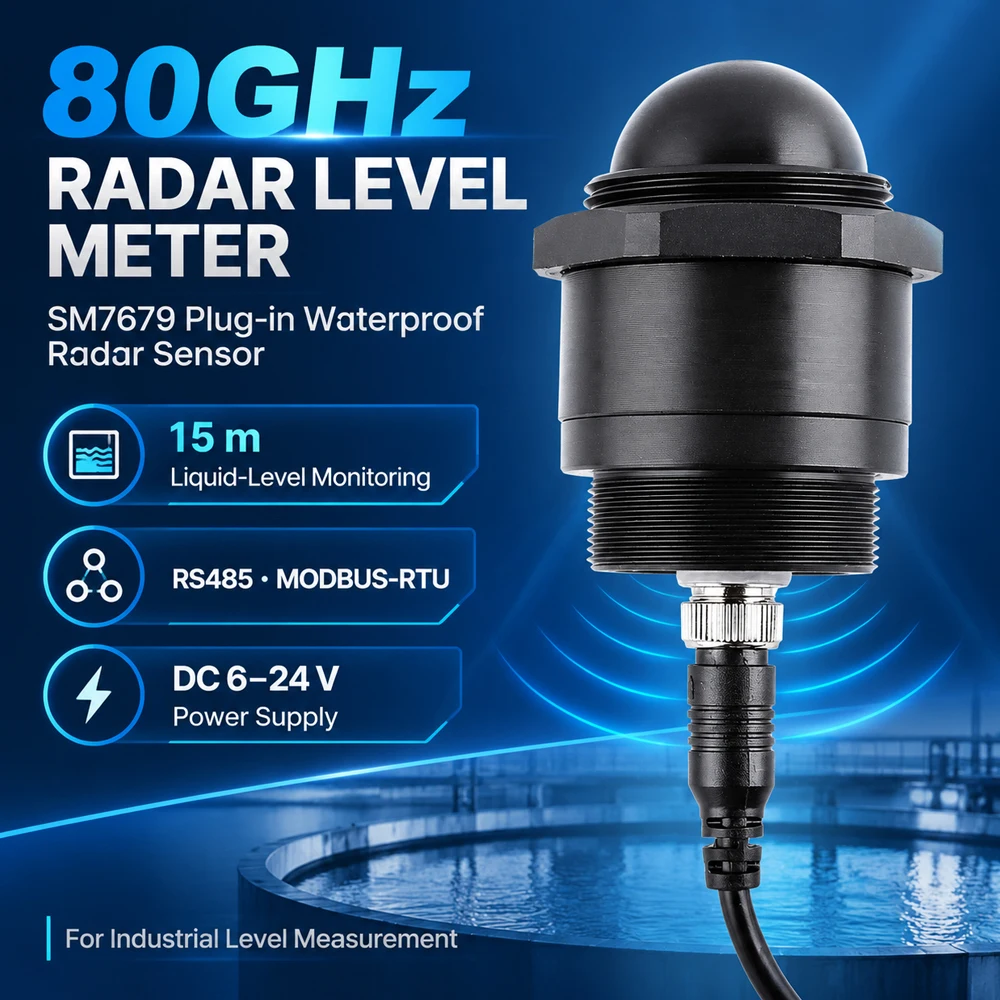 80GHz Millimeter-Wave Radar Water Level Meter High-Precision Level Measurement Sensor Liquid Level Transmitter