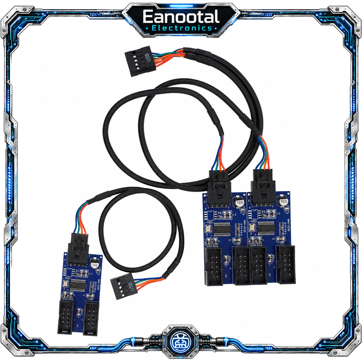 Internal USB 2.0 9 Pin Header Hub 1 to 2 1 to 4 Motherboard USB Header Splitter 30cm Cable for AIO RGB Fan Controller PC