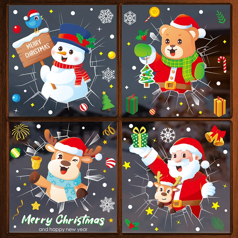 Feliz Natal Estática Adesivo, Janela Adesivo, Floco De Neve, Papai Noel, Natal Suprimentos, Feliz Ano Novo Decoração