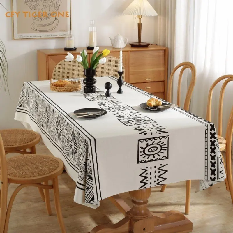 

Cotton Linen Moroccan Geometry Tassel Tablecloth Table Decorate Rectangular Tablecloth with Tassel Dining Table Cover Tea Cloth