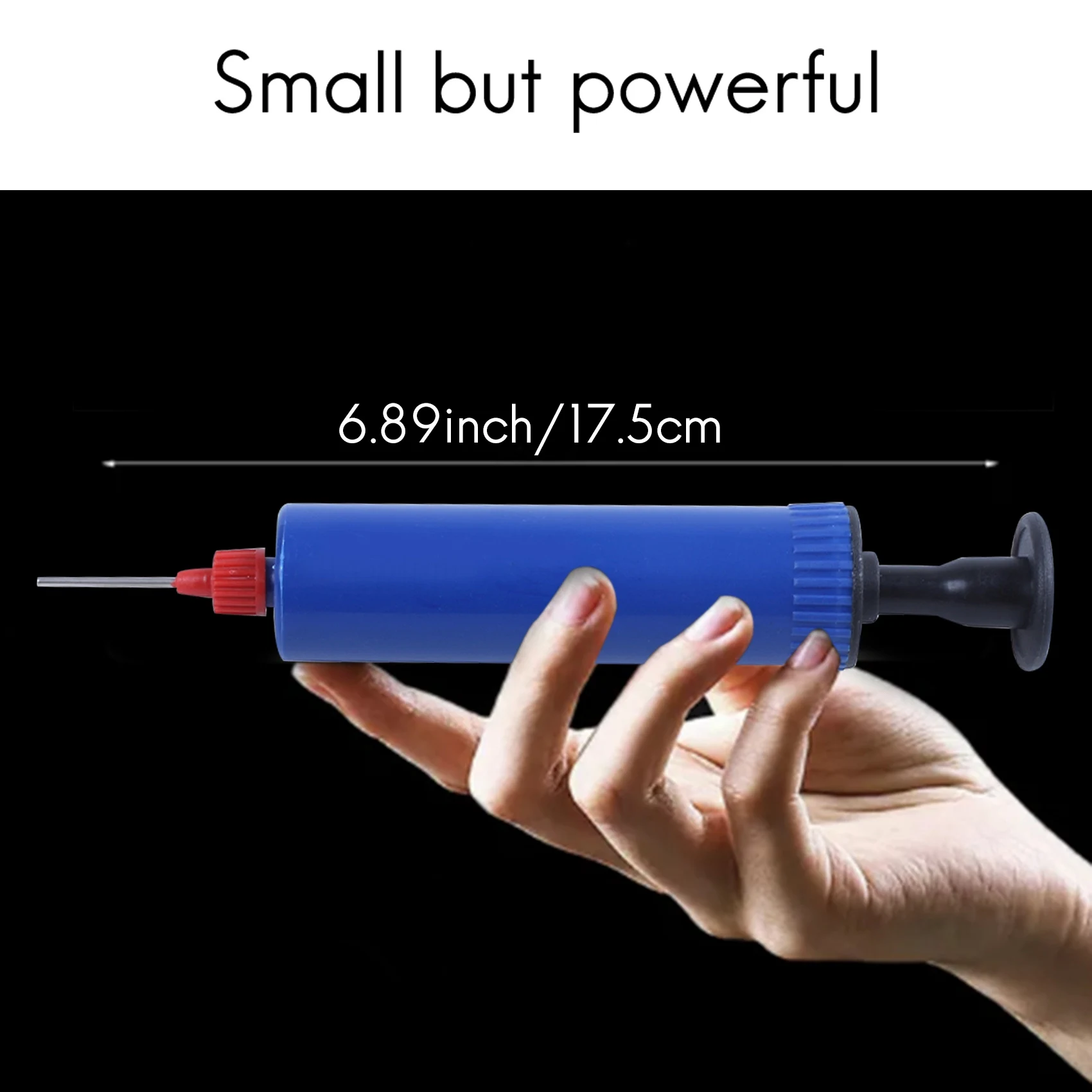 AT77 Football Soccer Inflatable Ball Hand Air Pump with Needle Blue