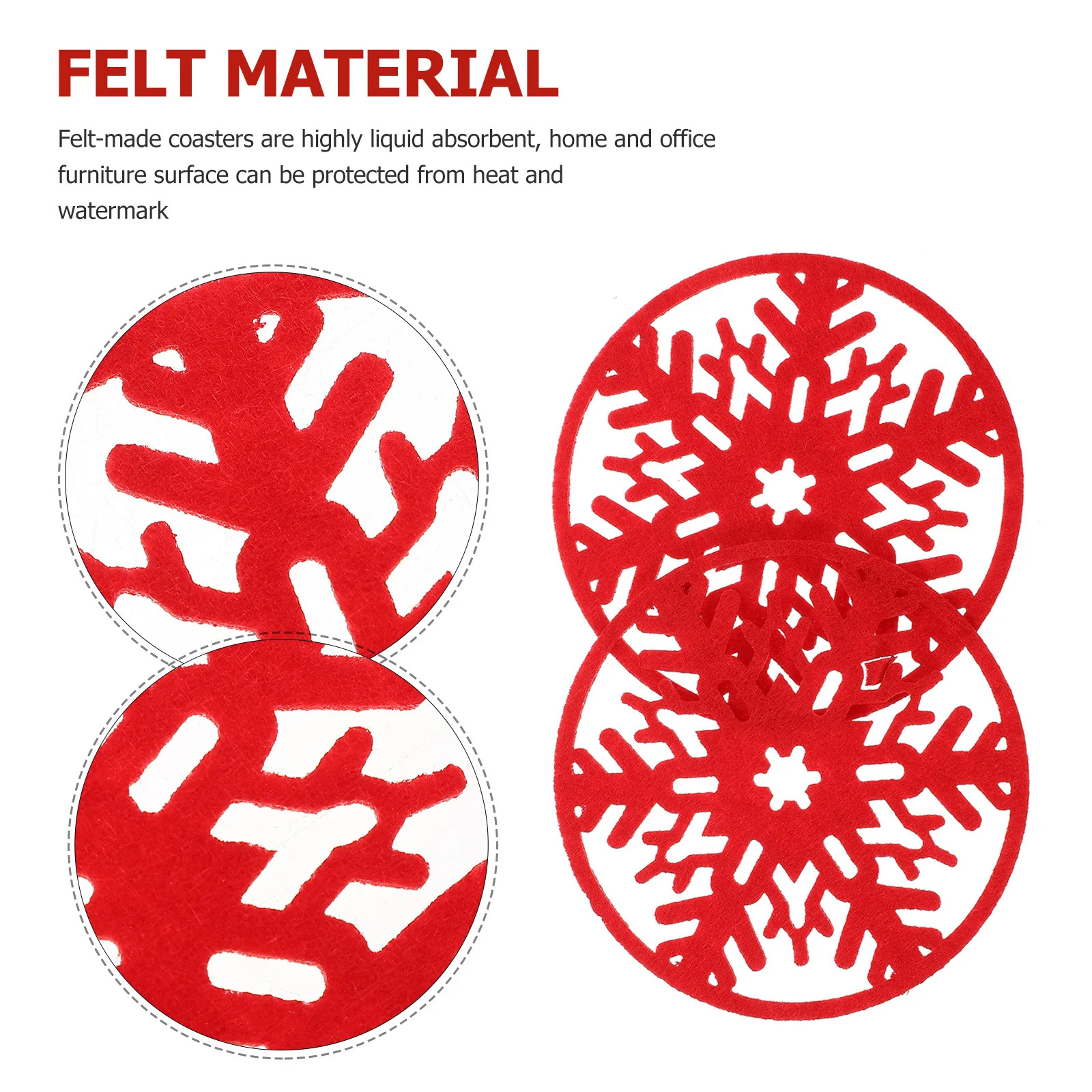 6 stuks xmas vilten onderzetters kerst sneeuwvlok ontwerp ronde antislip hittebestendige bekermat tafel bekermat vilten onderzetter