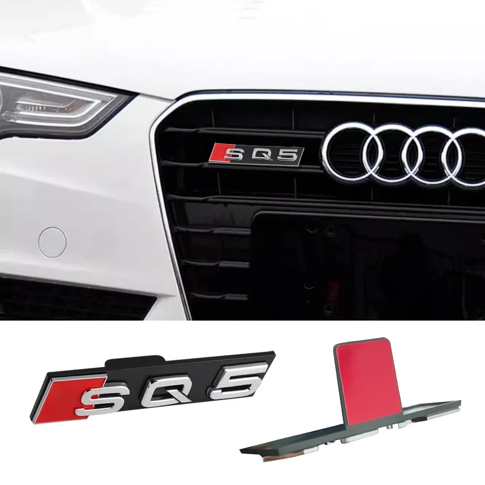 3D ABS Car Front Grille Emblem Sticker Decorative Accessories SQ Badge For Audi SQ3 SQ5 SQ7 SQ8 Logo Auto Styling Modification