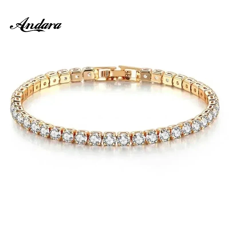 925 Sterling Silver Rose Gold Tennis Bracelet Sparkling Crystal Cubic Zirconia Hip-Hop Luxury Women's Jewelry Surprise Gift