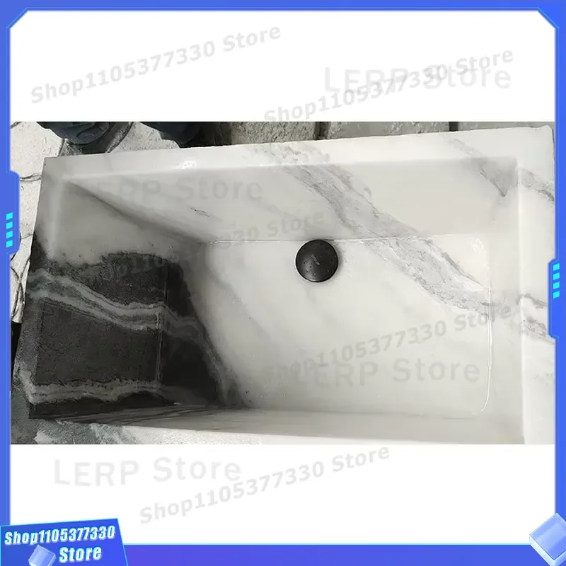 White Marble Bathroom Sink Basin Natural Stone Wall Mounted Countertop Washbasin Modern Toilet Hand Washing Bowl for Home
