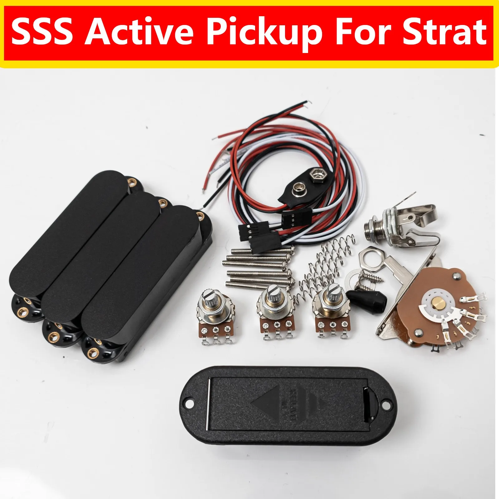 Active Electric Guitar Pickup Kit SSS 3 Single Coil Pickups with Wiring Hardware for ST Style Guitar Black White