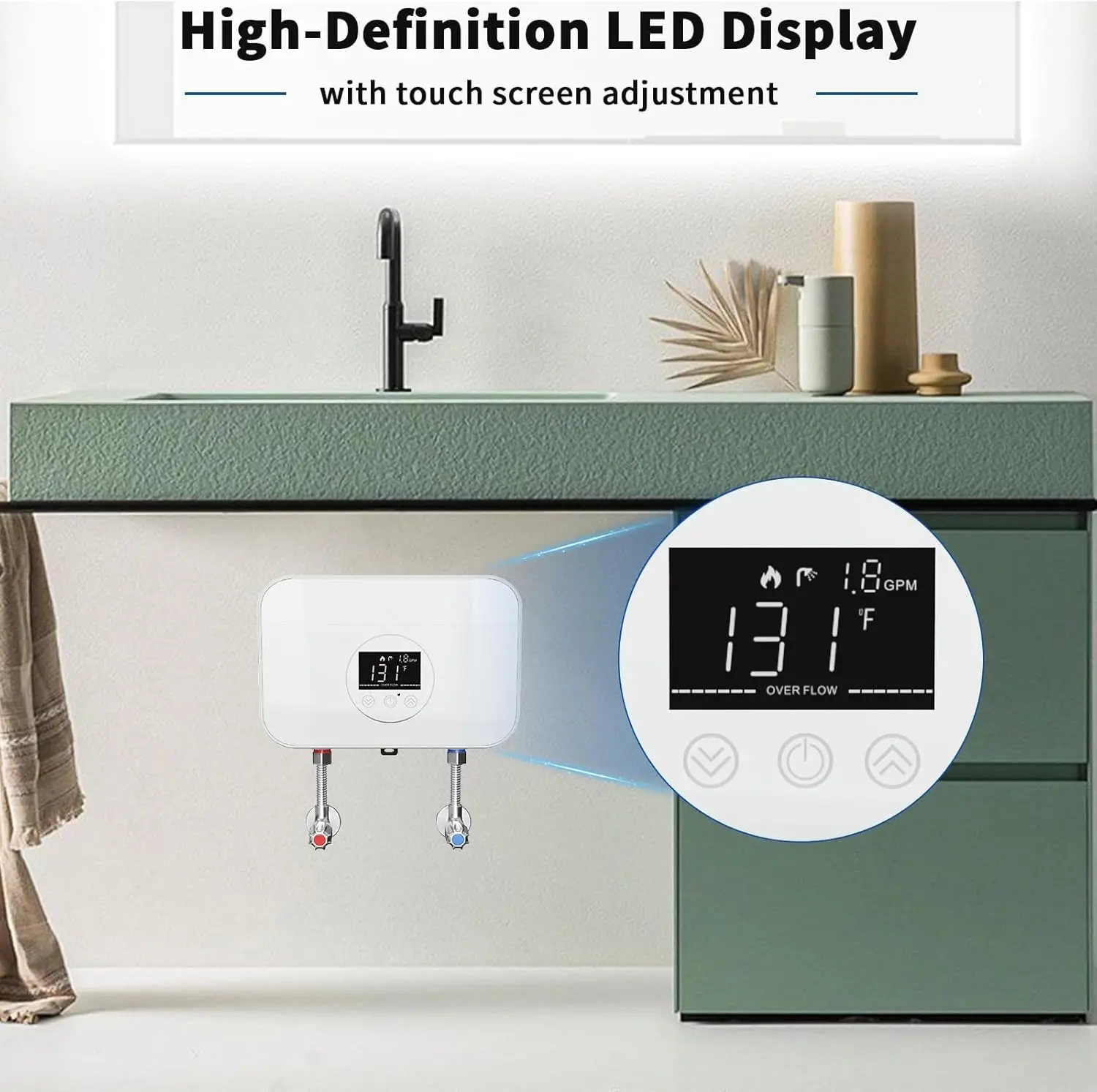 Tankless Water Heater Electric,110V 5500W Under Sink Instant Water Heater with Digital Display Touch Screen On-Demand