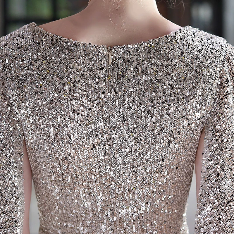 Vestido de noche elegante para mujer, manga acampanada, cuello en V, blanco, negro, con lentejuelas, para cóctel, boda, hasta la rodilla, vestidos de sirena 2025