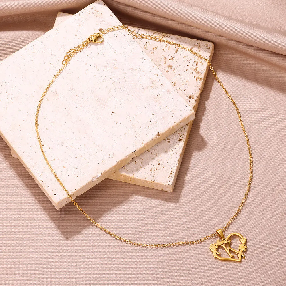 Initial Letter Stainless Steel Pendant Necklace for Women Fashion Gold Color Chain A-Z Alphabet Clavicle Necklaces Jewelry Gift image 6