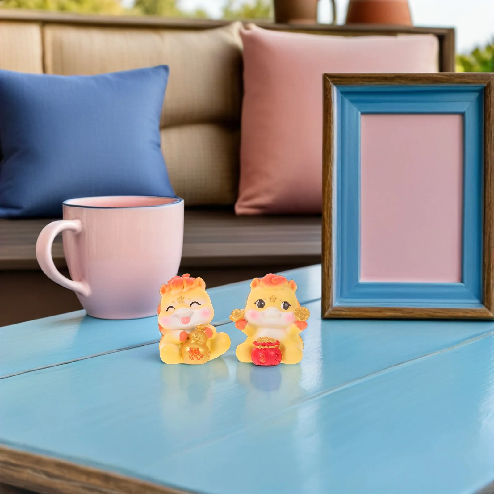 

2pcs Small Resin Horse Figurines Chinese Zodiac 2026 Year Of The Horse Lucky Ornaments For Desk Home Office Decor