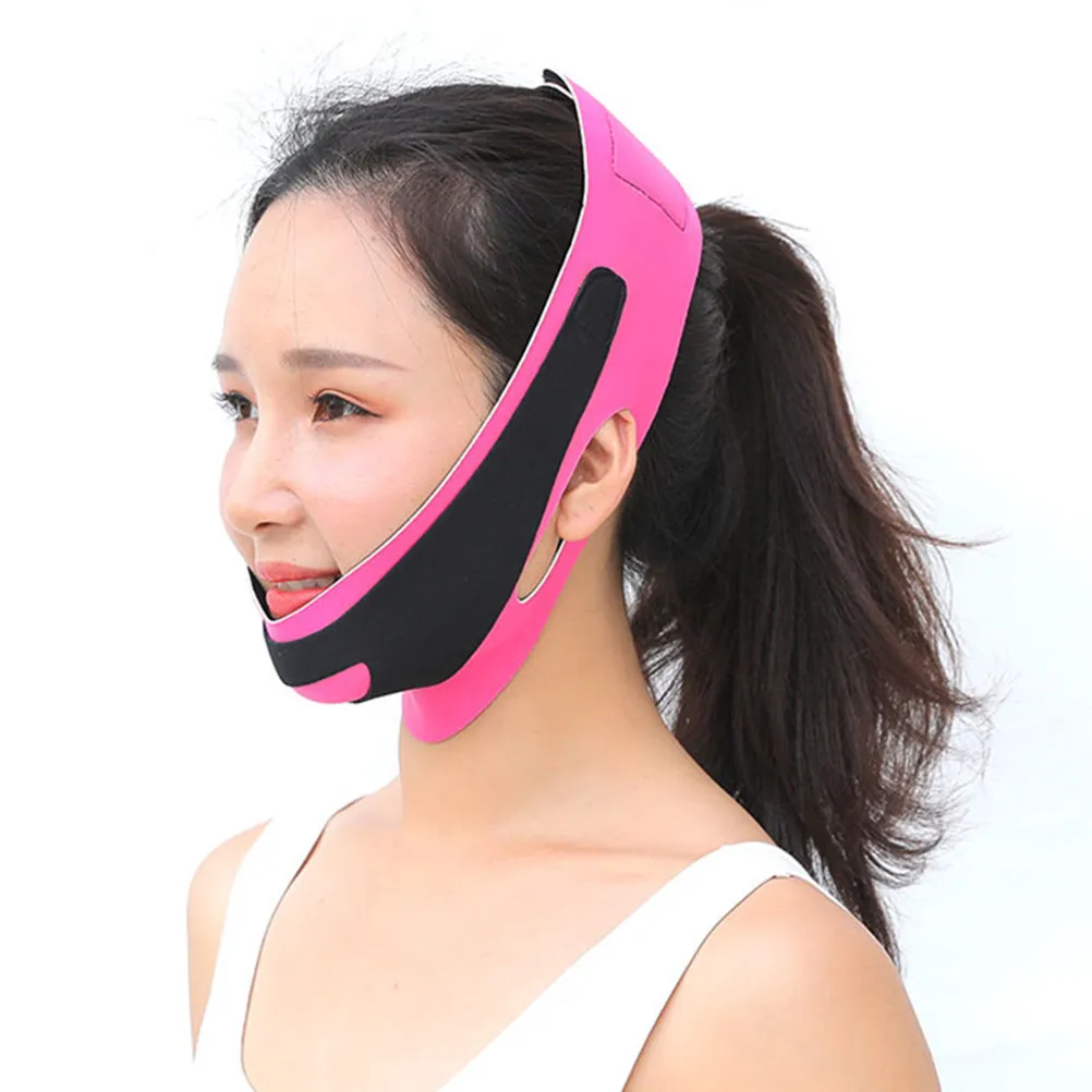 1Pcs V Face Slimming Mask Ultrathin Pink Face Lifting Strap for Chin and Masseter Muscle Support Snoring Prevention Comfortable