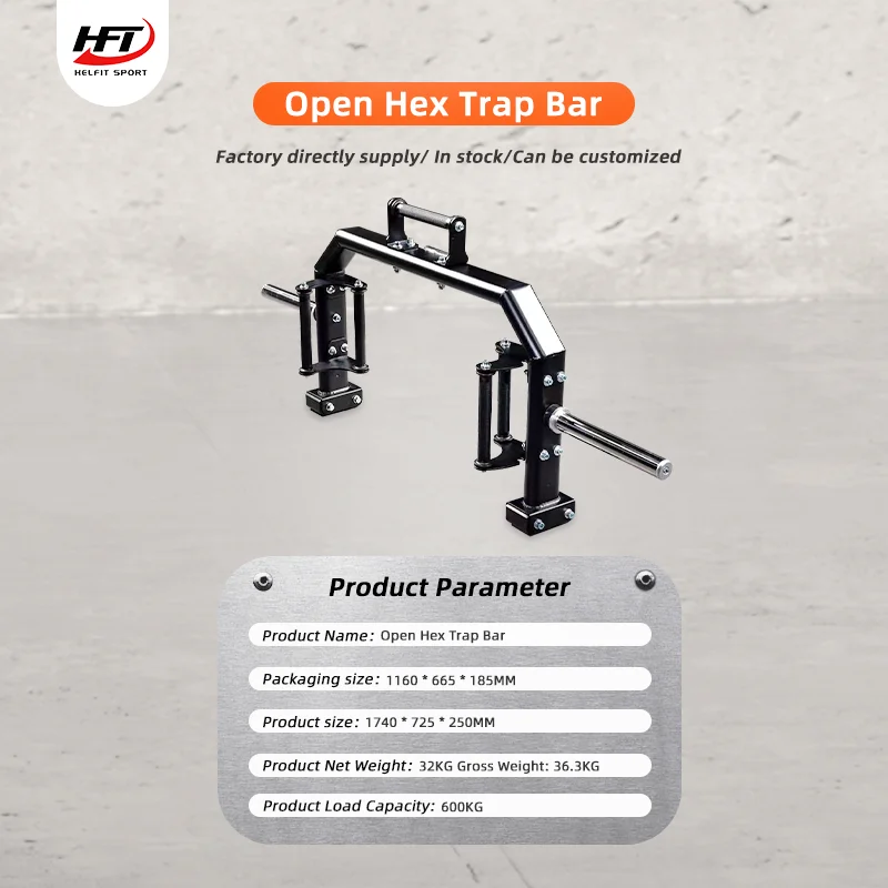 Commercial Gym Equipment Open Hex Trap Bar for Weight Lifting Steel Barbell Rack