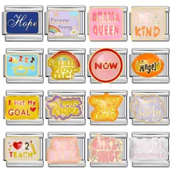 URING Fashion Personalized Y2K Women Men English Word Italian Charm Link Fit 9mm Stainless Steel Jewelry DIY Making Bracelets