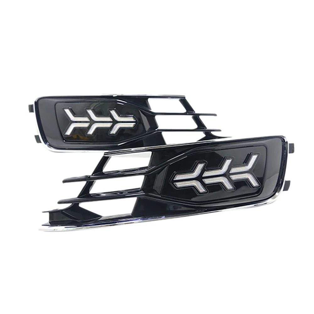 

Car LED DRL Daytime Running Lights with Turn Signal Bumper Fog Light Driving Lamp For-Audi A6 2016-2017