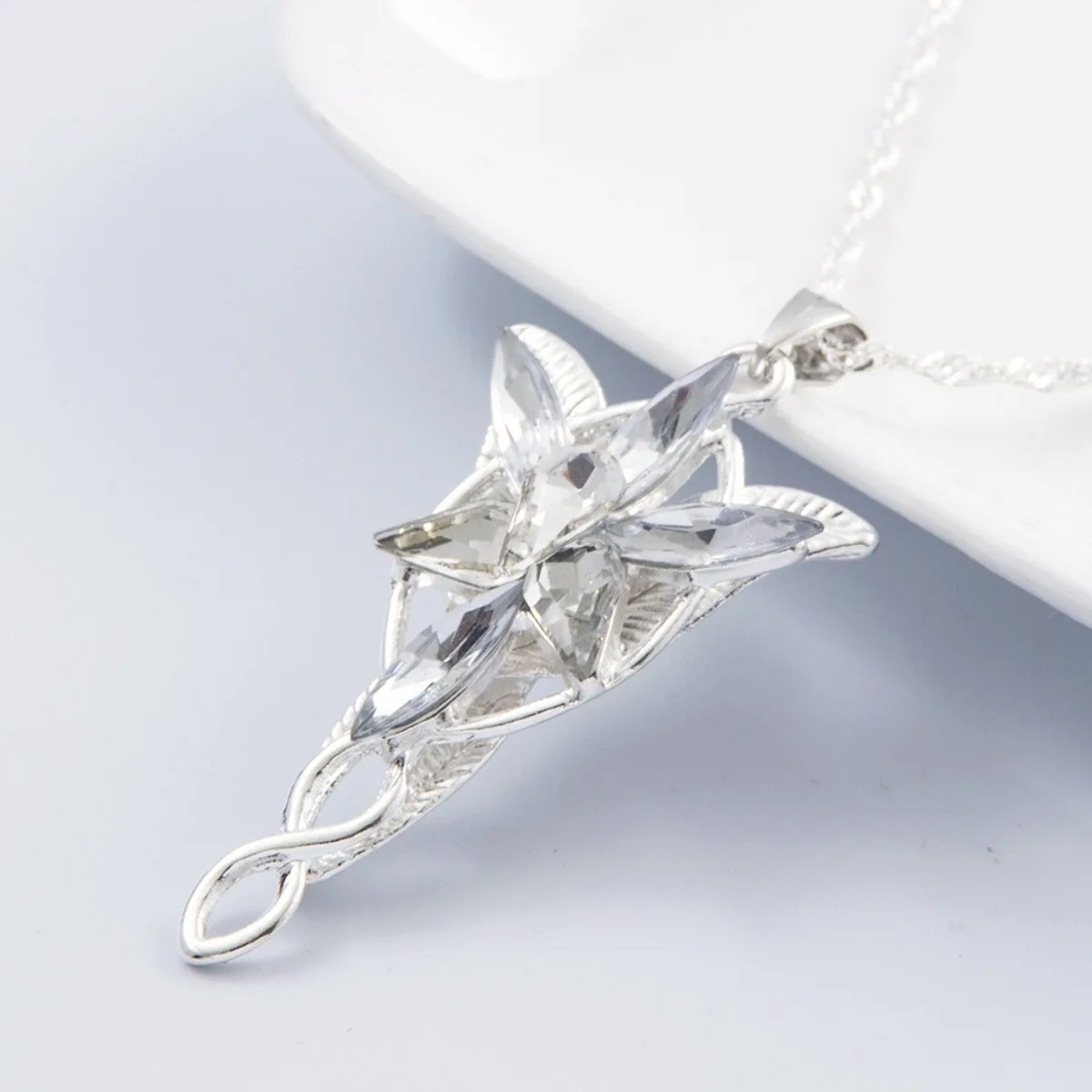 Zircon Flower Pendant Necklace, Fairy Princess Elf Style Pendant, European American Fashion Jewelry for Women