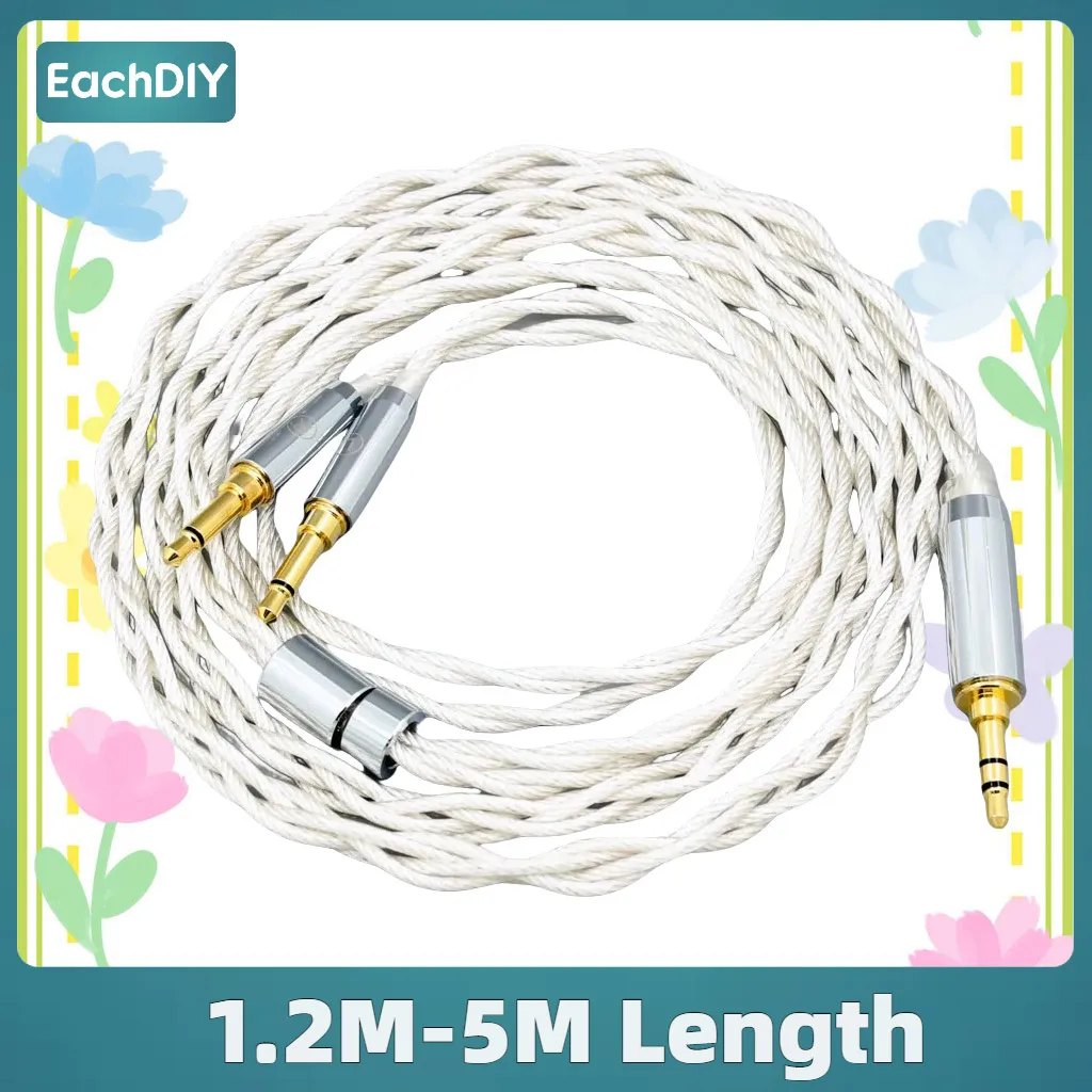 كابل سماعة أذن من النوع 2 مطلي بالفضة لـ Hifiman Sundara Ananda HE1000se V2 HE6se DEVA he400se Arya He-35 Graphene 7N OCC 8143