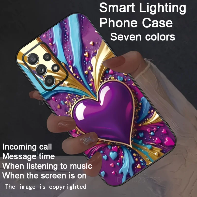 

Vibrant Heart Shaped LED Phone Case For Samsung Galaxy S24 S23 S22 S25 Ultra S21 FE A13 A15 A16 A42 A36 A25 Light Up Phone Capa