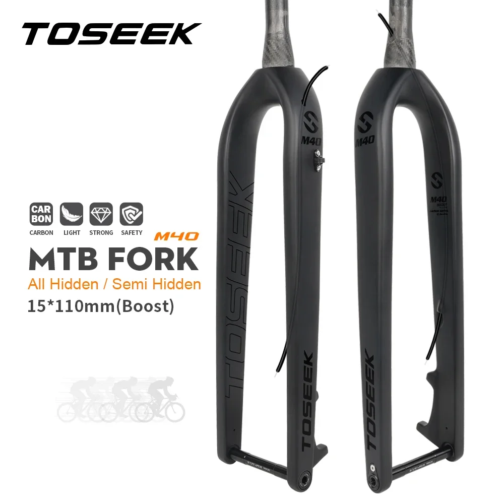 TOSEEK MTB Thru Axle Fork 15*110mm Full Carbon Fiber Bike Front Fork 27.5/29