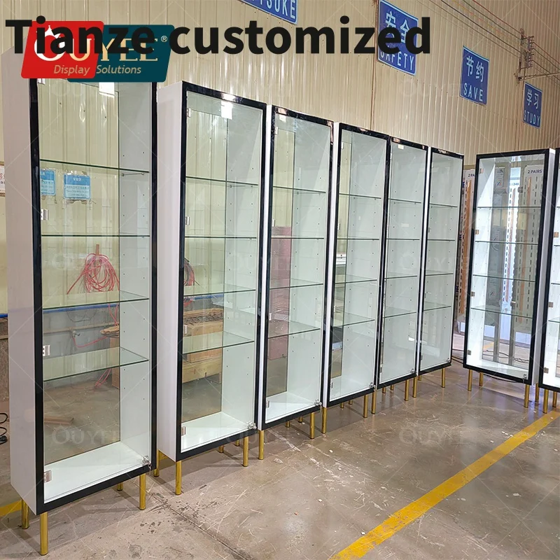 

Customized-Smoke Store 3D Interior Design Showcases Glass Cabinets Dispensary Furniture Tiered Display Smoke Shop