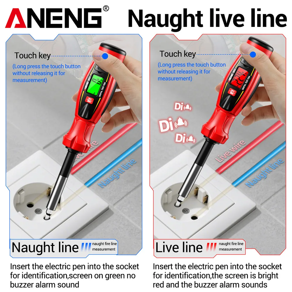 ANENG B21 Multi-Functional Induction Test Pen NCV Non-Contact Electrical Testing Type-C Charge for Electrician Break Detection