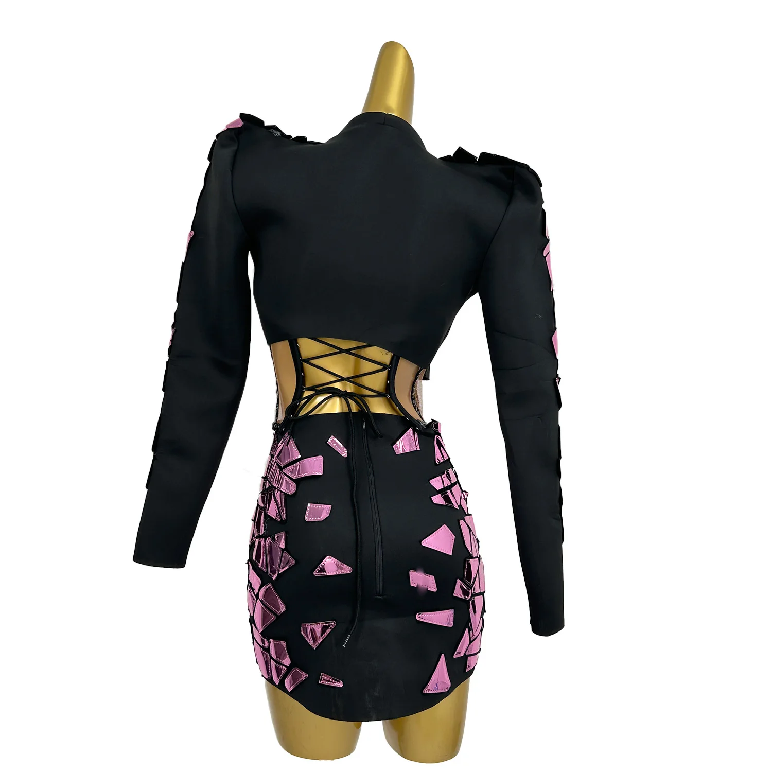 Stage Performance Dress Up Crop Tops Mini Skirt with Jacket 3Pieces Party Club Dress Bodycon Sexy PUB Costume Dance Troupe Set