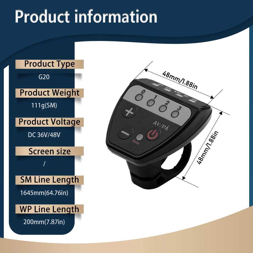 G20 LED Display Meter for Electric Bicycle 36V/48V E-bike Control Panel with SM/Waterproof Plug - Essential Accessory for E-bike - view 3