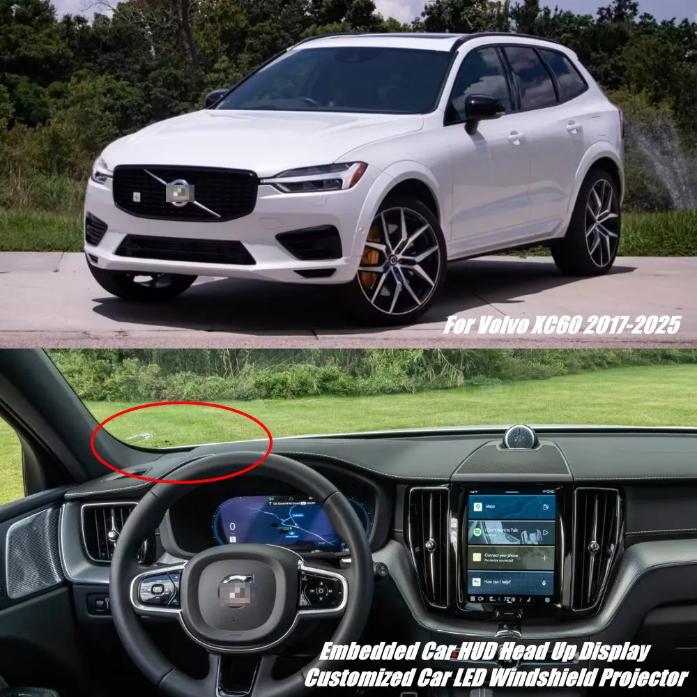 Car LED Projector For Volvo XC60 2017-2025 Auto HUD Head Up Display Windshield Assistance Accessories