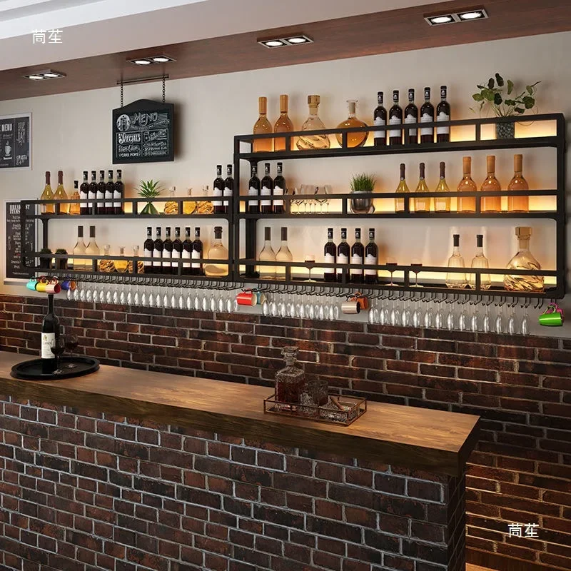 Nordic wine cabinet industrial style bar counter wall rack   hanging wine cabinet wall wine rack