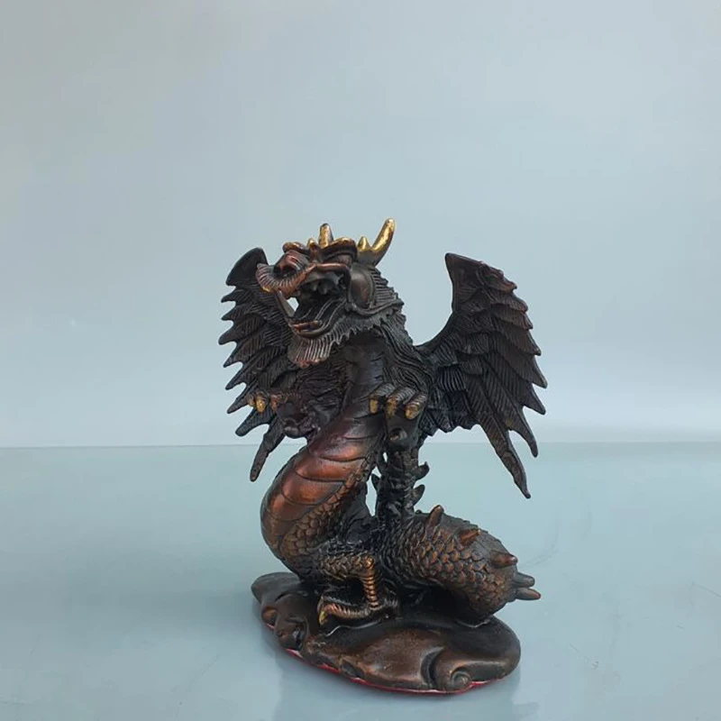 Exquisitely Crafted Purple -Colored Brass Zodiac Home Decoration Creative Flying Copper Dragon Living Room D