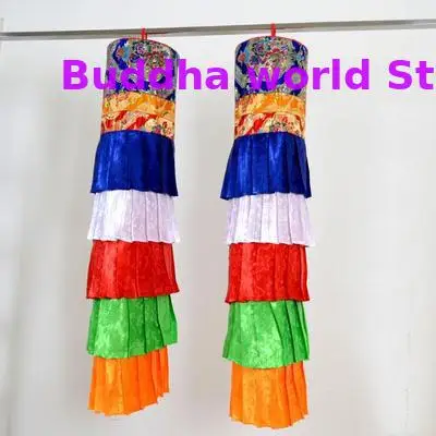 

2PCS 100CM long Wholesale Buddhist supply Buddhism Temple HOME Shrine Altar wall decorative Hanging Streamer Banner victory tube