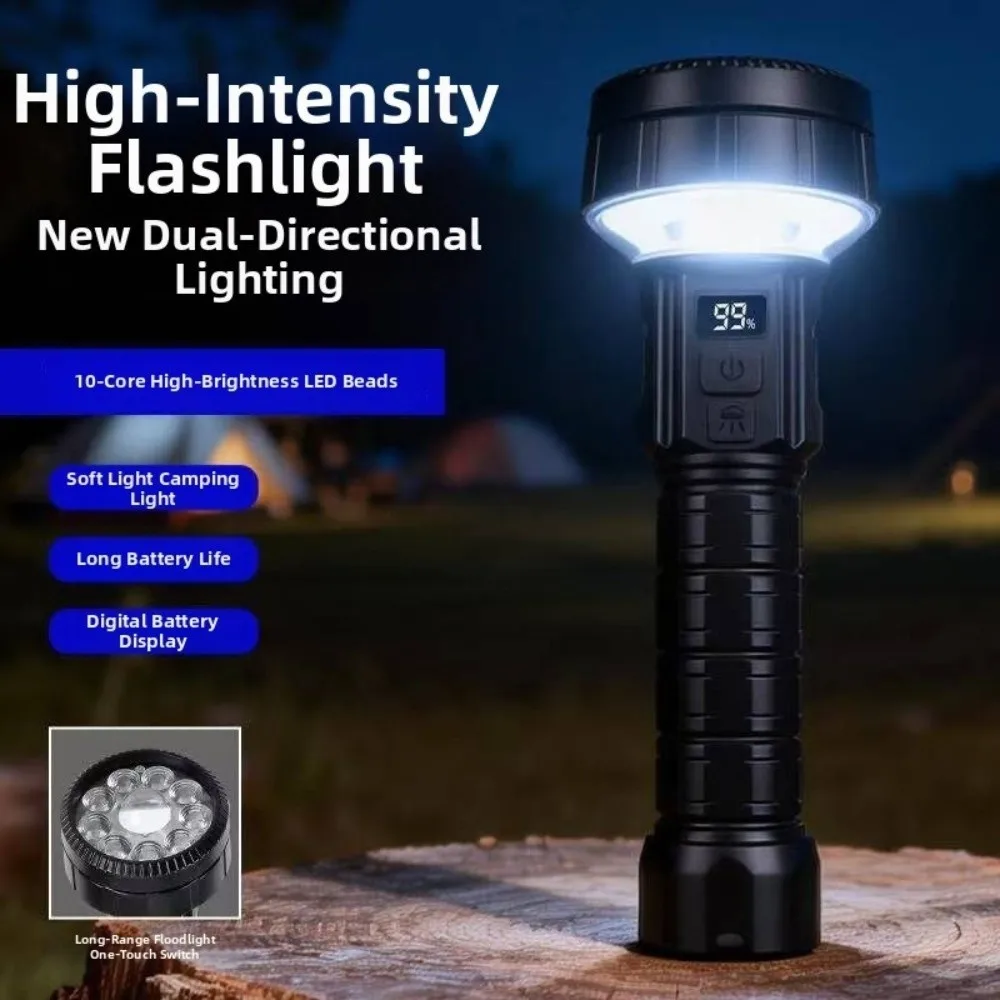 With Tripod Dual Side LED Flashlight 10 Core Digital Display Ultra Bright LED Flashlight Side Light Long Range