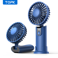 TOPK 5000mAh Mini Portable Fan USB Rechargeable Hand Held Fan,Small Pocket Fan 3 Speeds with Lanyard &Base,USB Desk Fan Foldable