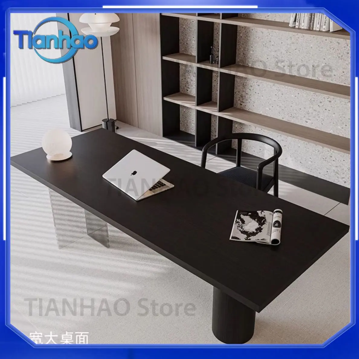 Modern Minimalist Italian Style Sofa Designer Living Room Office Desk Solid Wood Home Simple Computer Desk Living Room Study