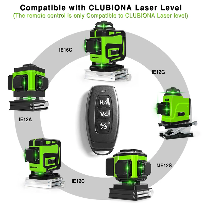 Imagem -02 - Clubiona-controle Remoto para Nível Laser Cruz Feixe de Luz Verde Ie12a Ie12c Ie16c Me12s Ie12g 3d 12 Linhas 4d 16 Linha