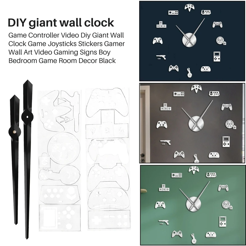 Baru Video pengendali Game Diy jam dinding raksasa stiker joystick permainan Gamer seni dinding Video papan permainan kamar tidur anak laki-laki ruang permainan D