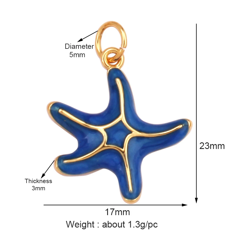 Trendy Ocean Scallop Starfish Dolphin Seahorse Charm Necklace Pendant,Multicolor Enamel Summer Beach Holiday Jewelry Supply K80