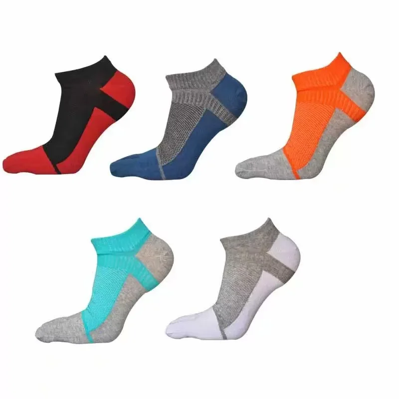 

1 Pair Unisex Cotton Mesh Splice Summer Thin Socks Low Waist Short Help Five-Finger Sports Socks Breathable Ankle Length