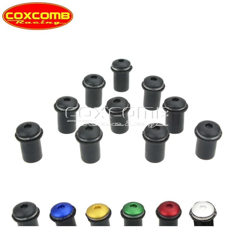 Motorcycle M5 10*CNC Aluminum Bolts 10*Rubber Wellnuts 10*Plastic Washers Windshield Fairing Well Nut Bolts Screw For Honda